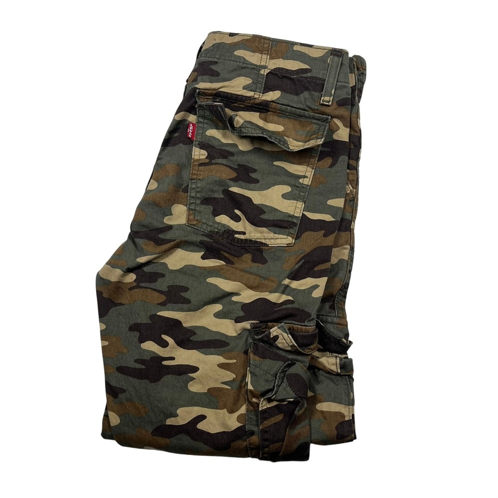 Levis 94 Baggy Cargo Pants Womens 27 (Fits 30x29) Green Camo Utility Streetwear